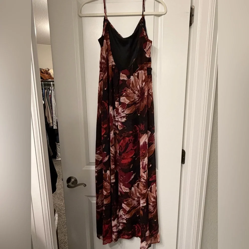 Lulus Flowery Passion Burgundy Floral Print Cowl Neck Midi Dress size small - Picture 8 of 8